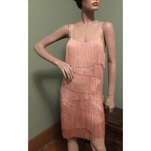 Haute Hippie Peach Rayon/Silk Fringe Flapper DRESS Roaring 20s/Gatsby Sz XS